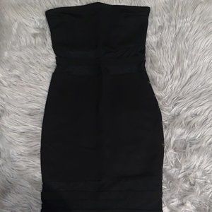 BLAC MID KNEE BANDEAU (STRAPLESS ) DRESS WITH MESH